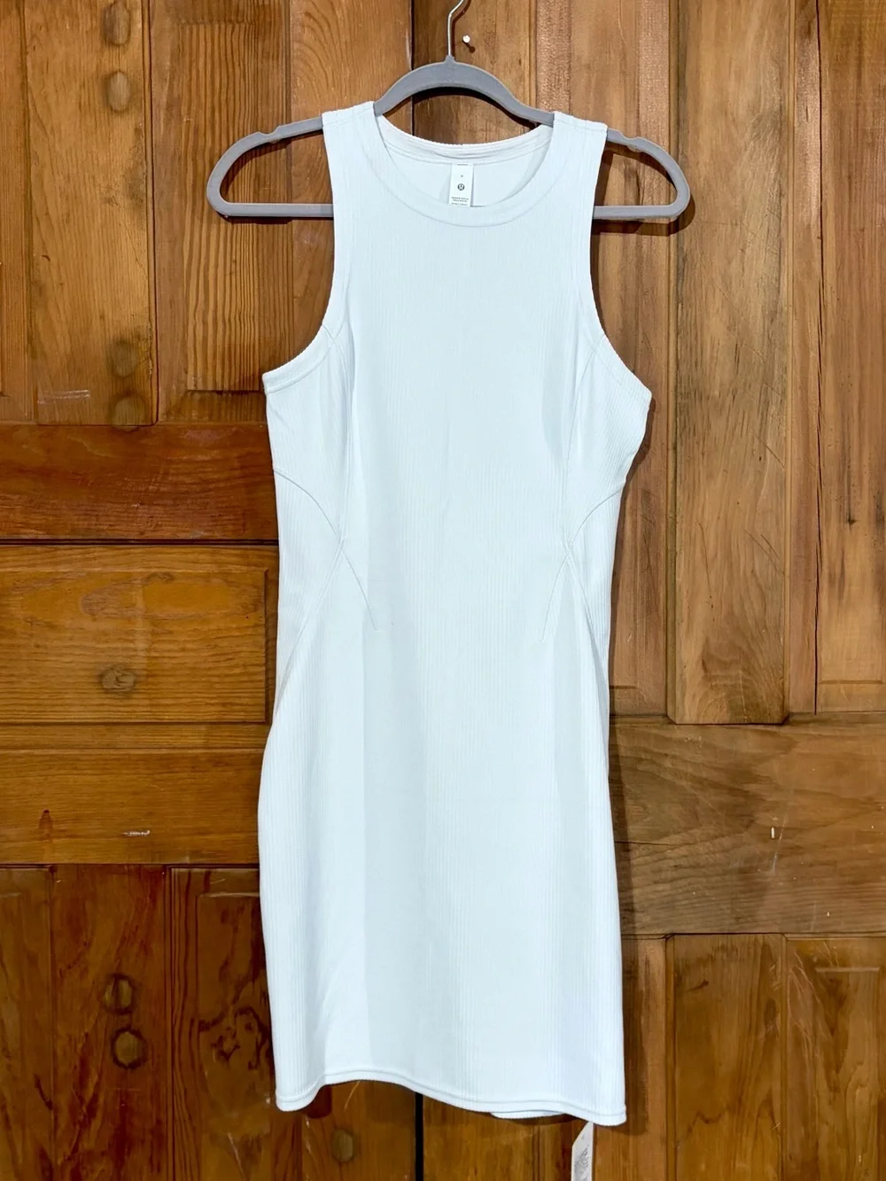 NWT – Lululemon – Ribbed Softstreme Slim-Fit Tank Dress – Light Vapor – Sz. 8